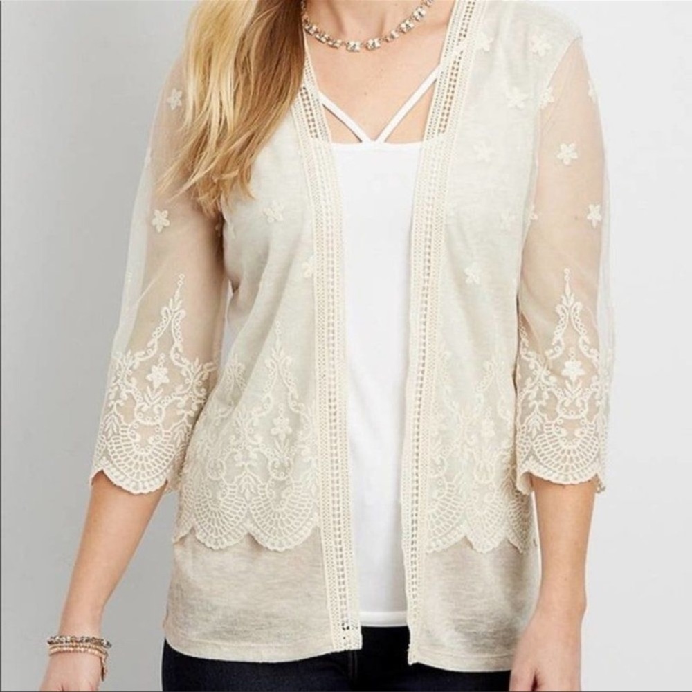 Maurice’s cardigan lace detail size large